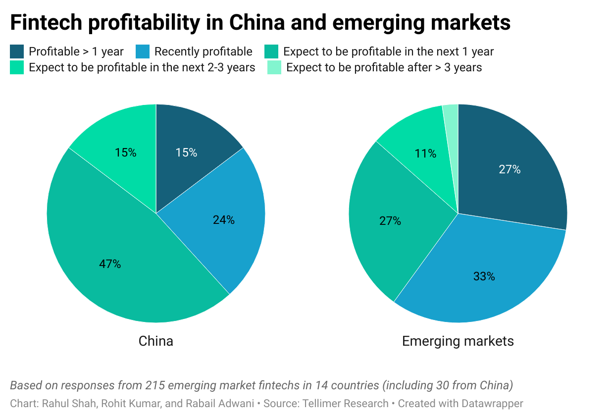 Fintech profitability in China and emerging markets