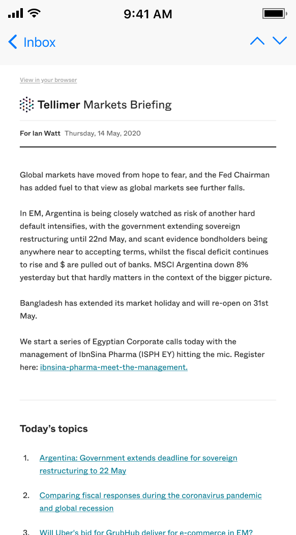 Tellimer Markets Briefing